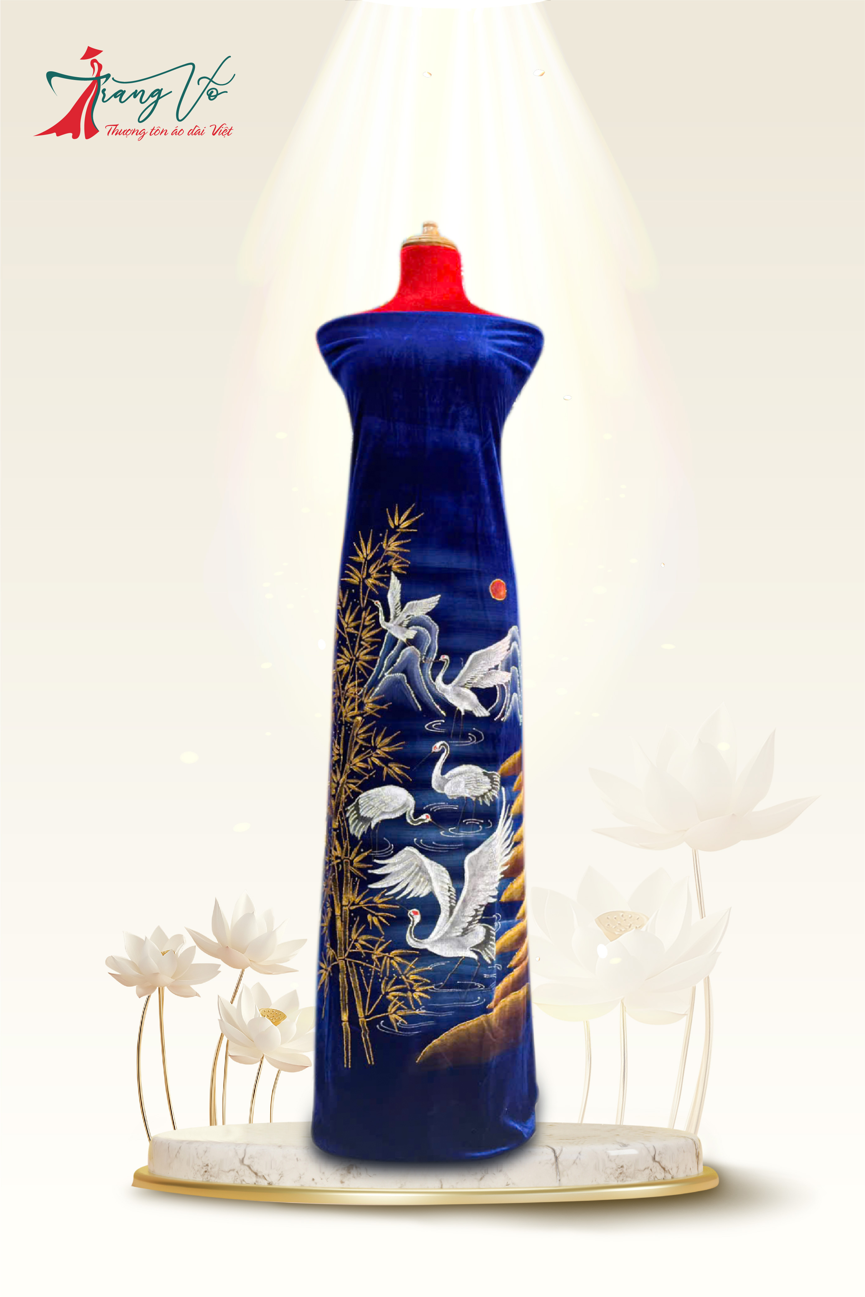 NHUNG TUYẾT VẼ CHIM HẠC ÉP ĐÁ CAO CẤP #02112405